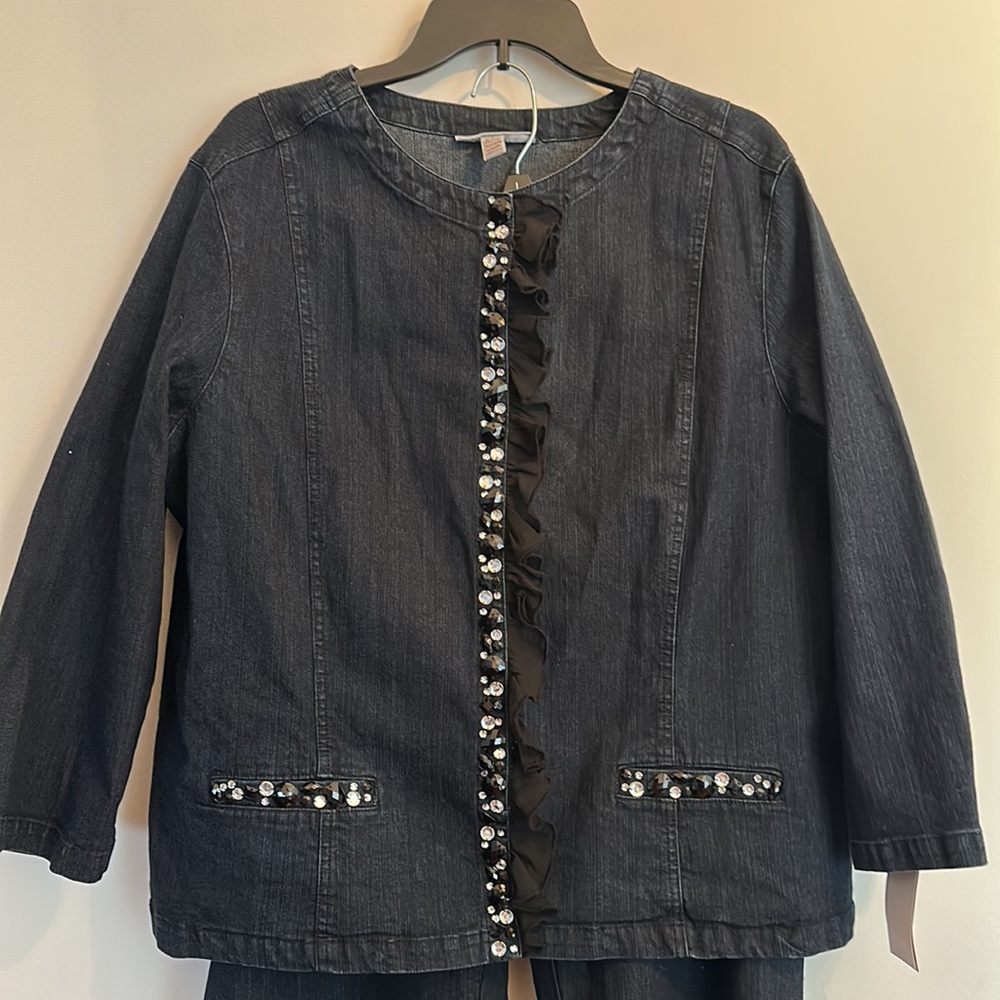 JM Collection Denim jacket and pants bling